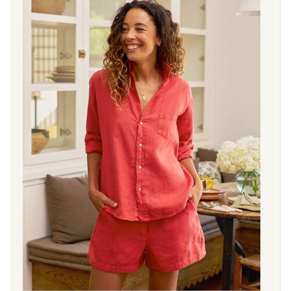 Frank & Eileen Amalfi Getaway Set Summer Red Linen Size XS NWT